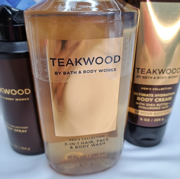 BATH & BODY WORKS 'TEAKWOOD' 3-PIECE GIFT SET BODY WASH, LOTION & MIST - Picture 7 of 16
